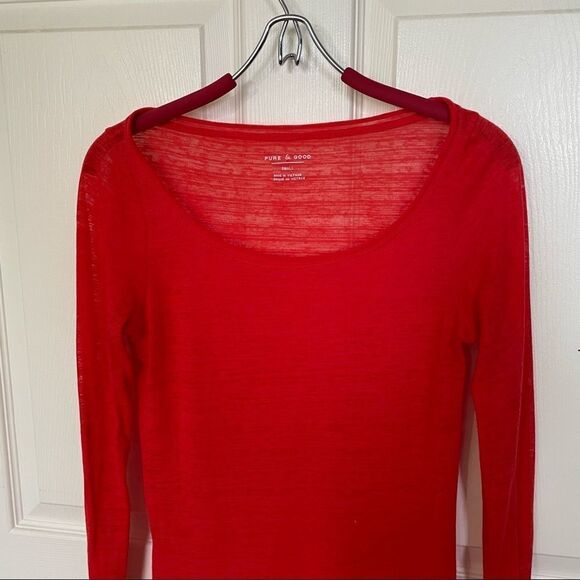 Pure & Good Anthropologie Sheer Burnout Lightweight Long Sleeve Layering Tee, S - Picture 7 of 12